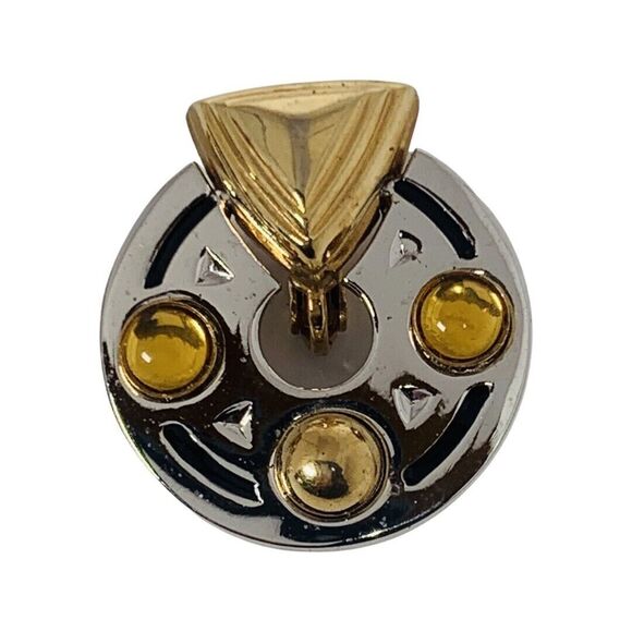 Piscitelli   Designer Gold Door Knocker Clip On Earrings 1" Silver & Gold - Picture 8 of 16